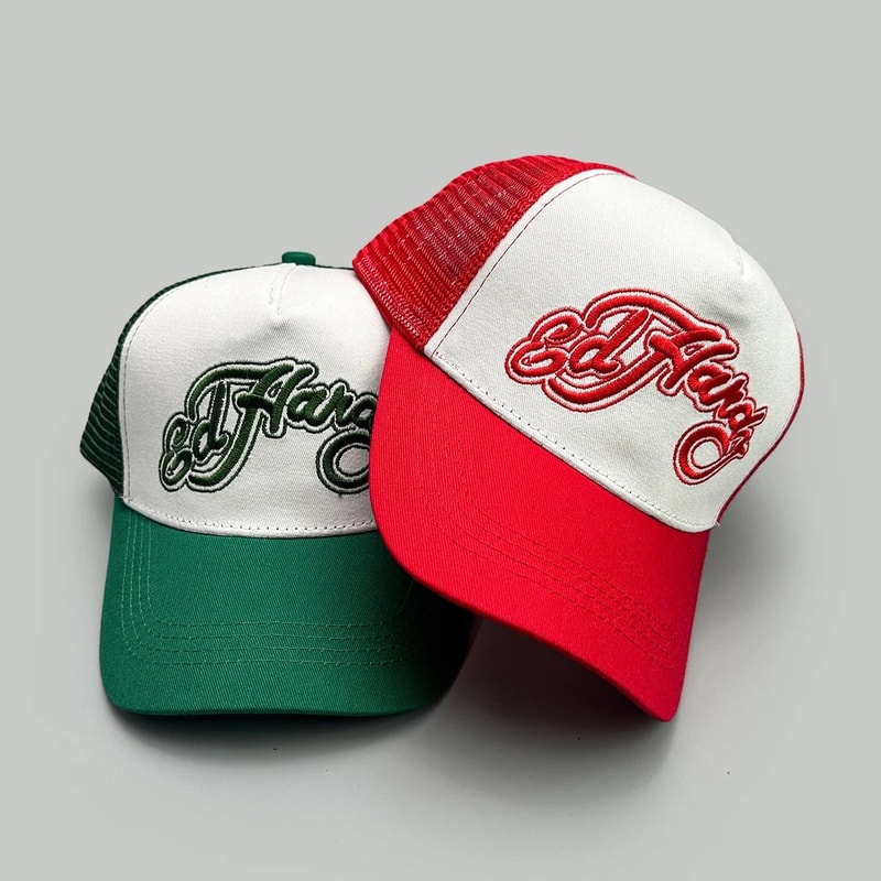 Color Block Letter Embroidery Mesh Trucker Cap 3