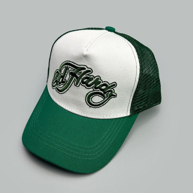 Color Block Letter Embroidery Mesh Trucker Cap 8