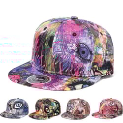 graffiti bones flat visor snapback baseball cap