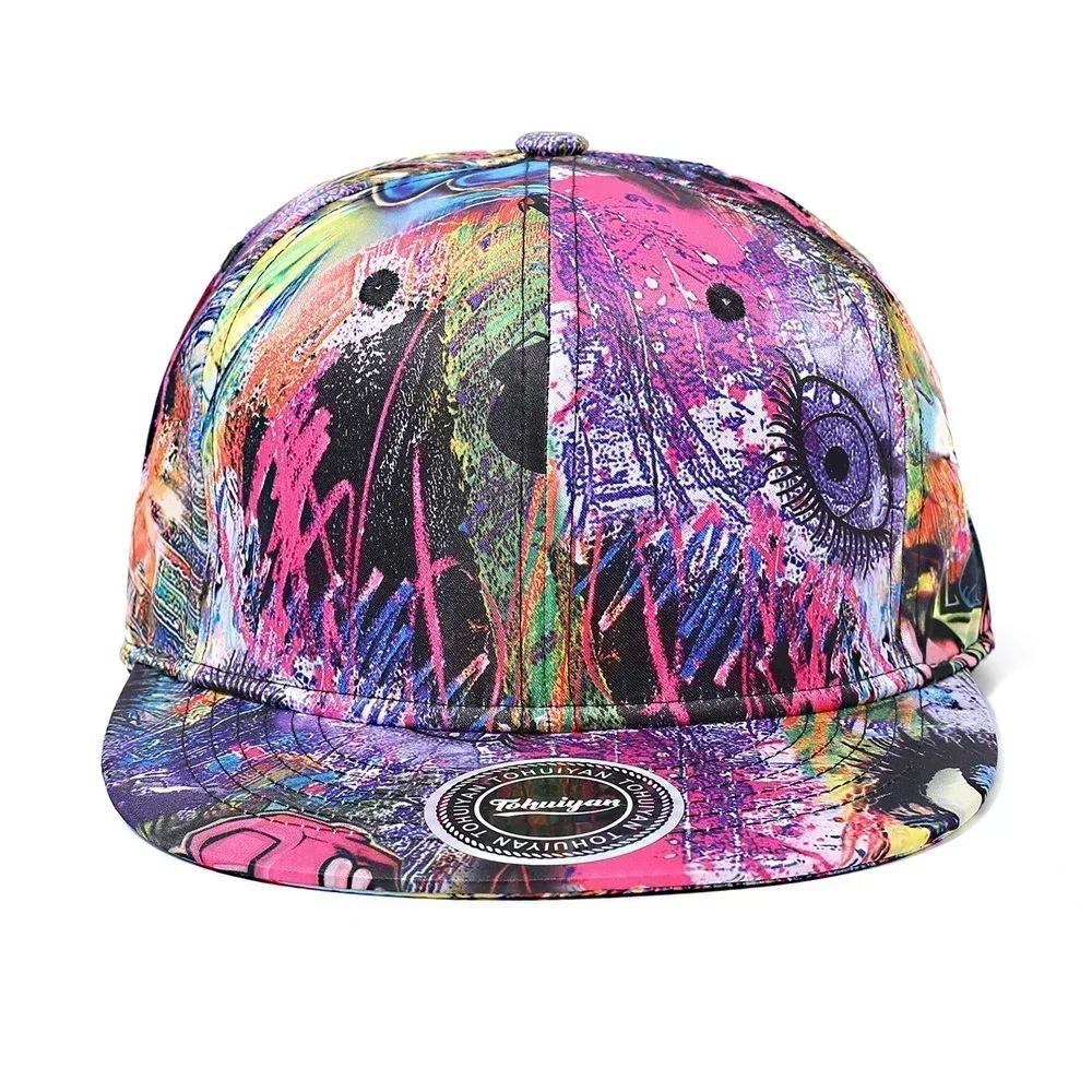 Graffiti Bones Flat Visor Snapback Baseball Cap 1