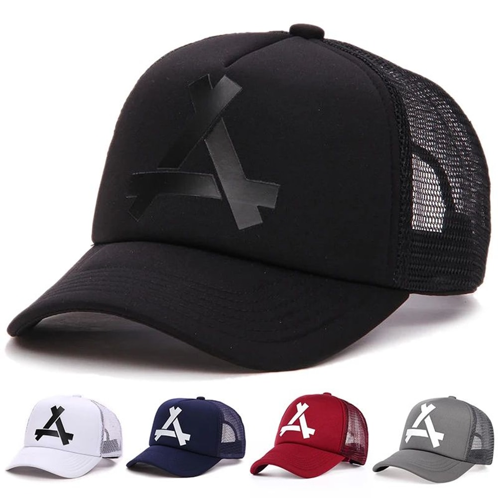 Unisex A Letter Mesh Trucker Baseball Cap 0