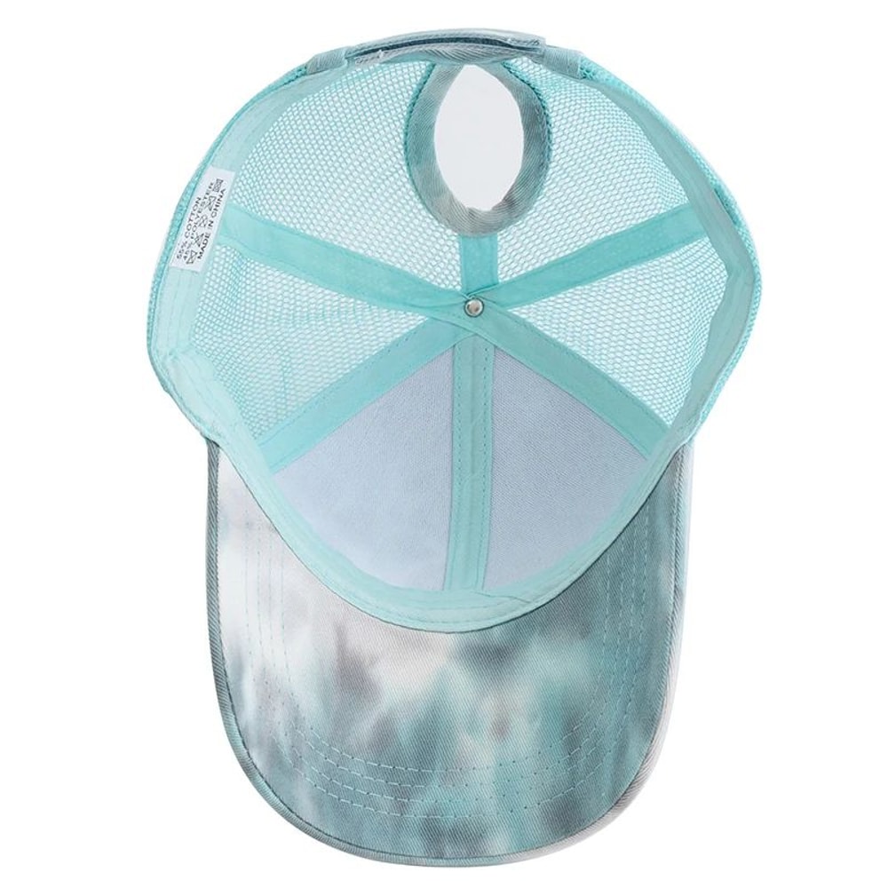 Women Tie Dye Ponytail Trucker Baseball Cap 4