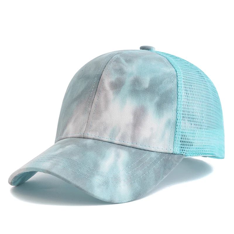 Women Tie Dye Ponytail Trucker Baseball Cap 8