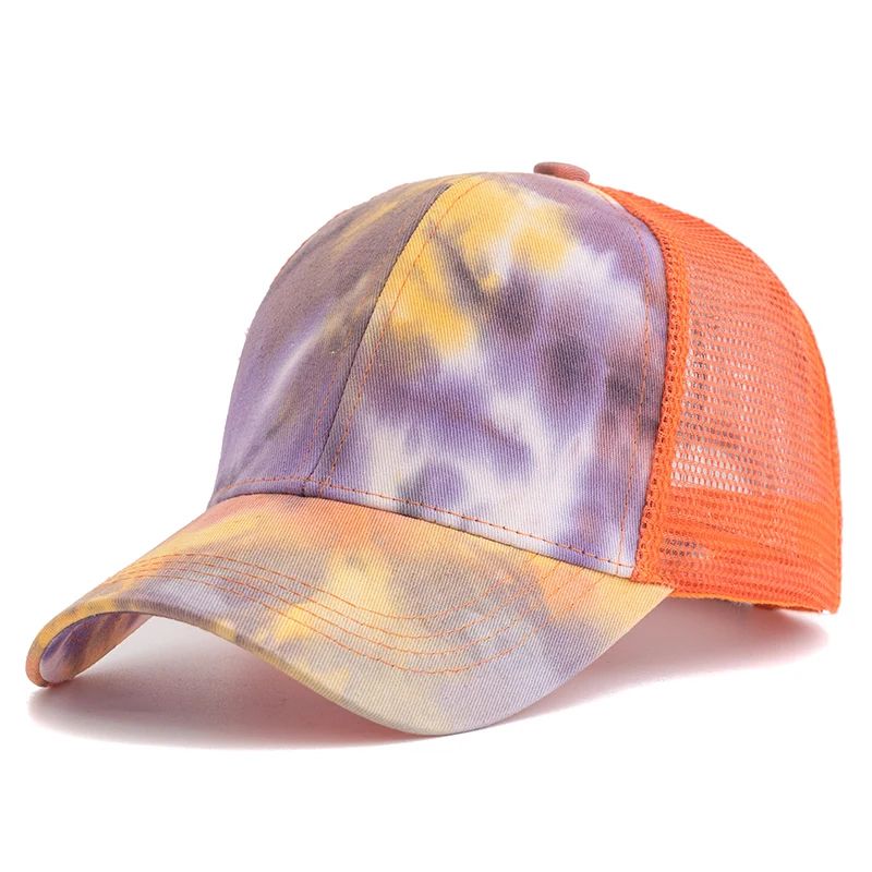 Women Tie Dye Ponytail Trucker Baseball Cap 10