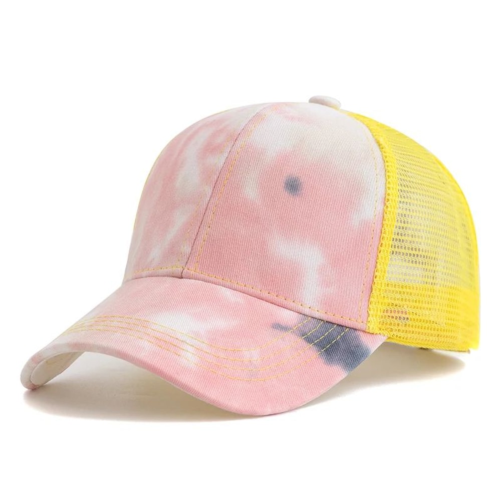 Women Tie Dye Ponytail Trucker Baseball Cap 6