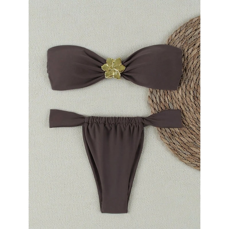 Sexy Bandeau Push Up Brazilian Thong Bikini Set 6