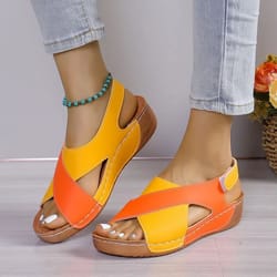 womens patchwork wedge sandals comfortable platform summer shoes