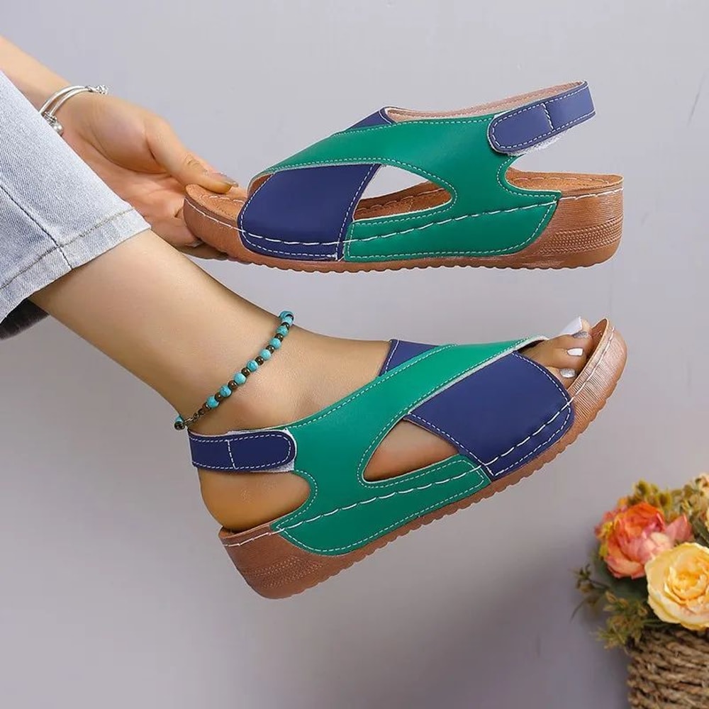 Womens Patchwork Wedge Sandals Comfortable Platform Summer Shoes 2