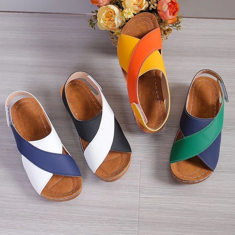 Womens Patchwork Wedge Sandals Comfortable Platform Summer Shoes 3