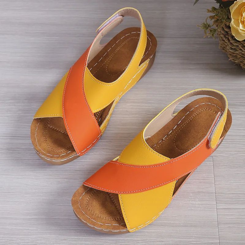 Womens Patchwork Wedge Sandals Comfortable Platform Summer Shoes 7