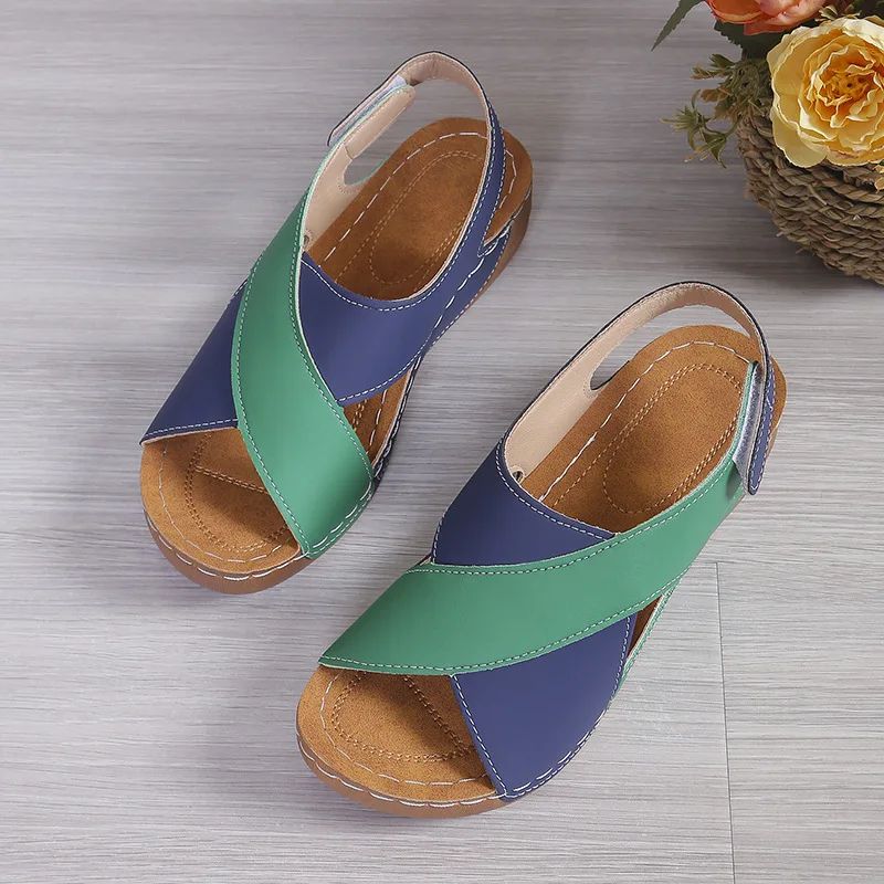 Womens Patchwork Wedge Sandals Comfortable Platform Summer Shoes 8