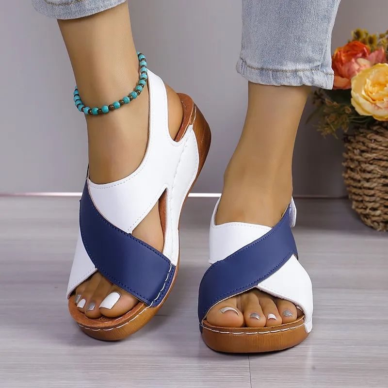 Womens Patchwork Wedge Sandals Comfortable Platform Summer Shoes 12