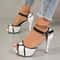 Womens Colorblock Peep Toe Platform High Heel Sandals 0