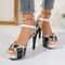 Womens Colorblock Peep Toe Platform High Heel Sandals 2