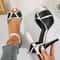 Womens Colorblock Peep Toe Platform High Heel Sandals 5