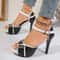 Womens Colorblock Peep Toe Platform High Heel Sandals 3