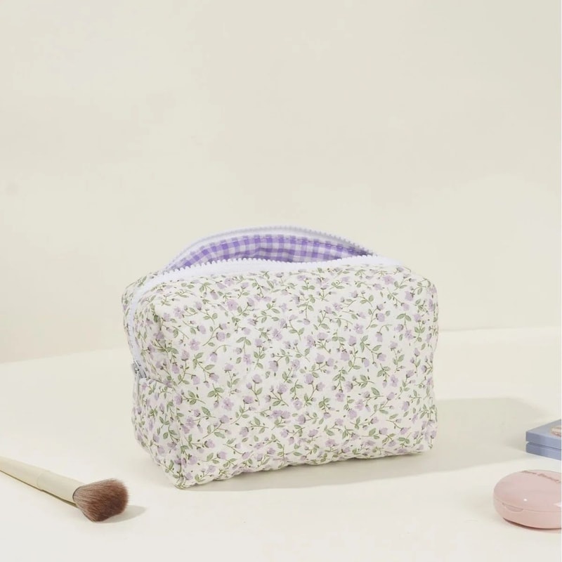 Floral Quilted Cosmetic Bag Large Capacity Makeup Organizer 5