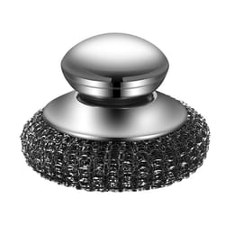 stainless steel wool scrubber brush with handle