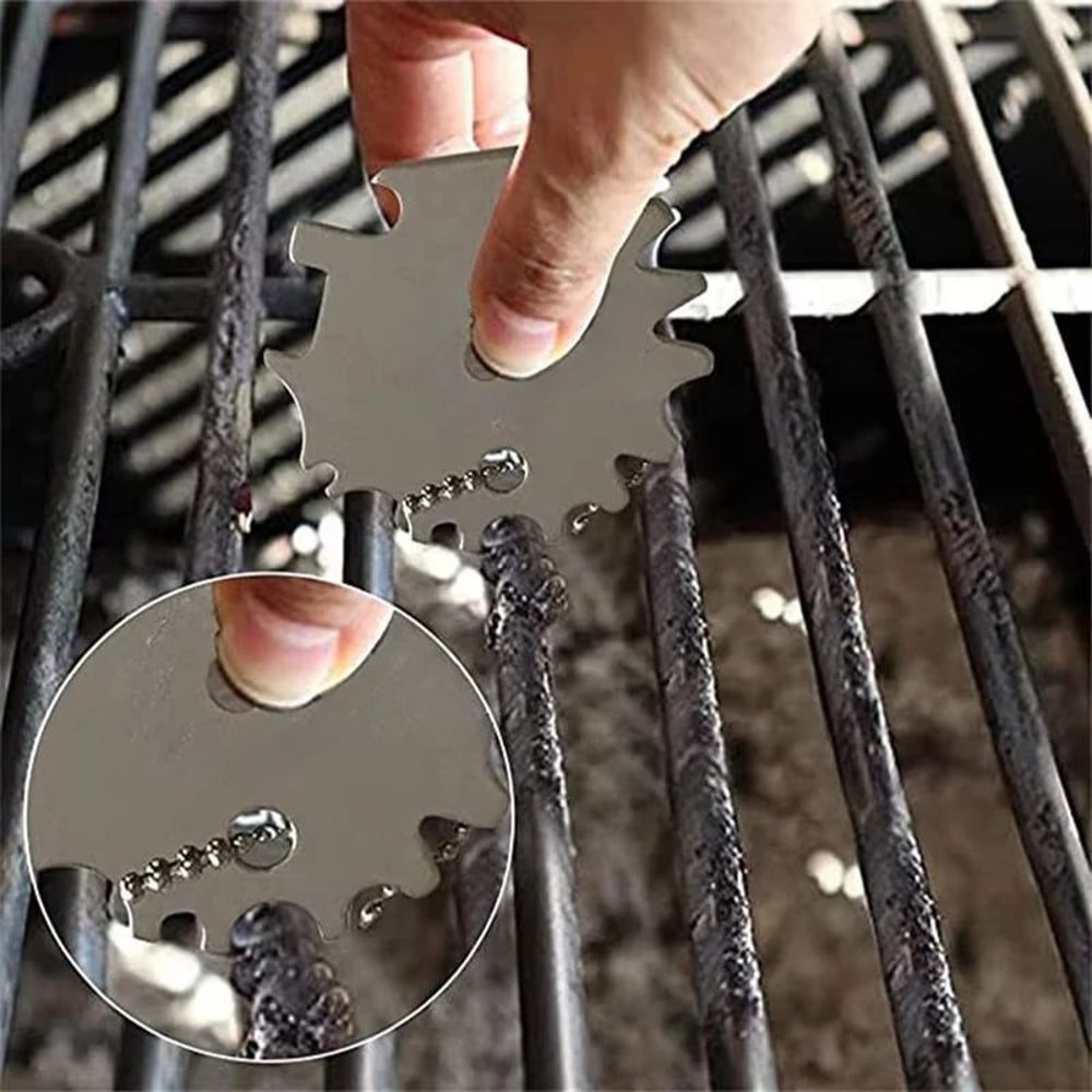 Portable Metal BBQ Grill Scraper Cleaning Tool 0