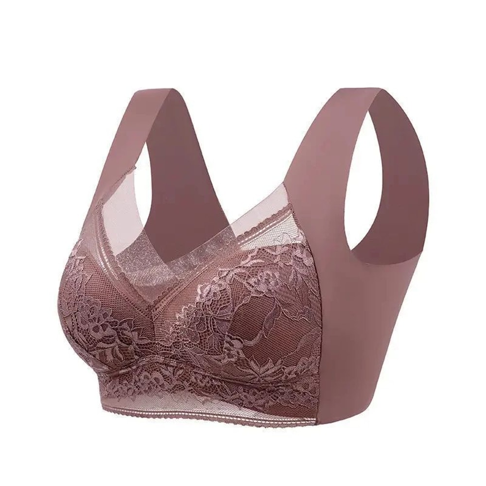 Womens Seamless Ice Silk Push Up Lace Wireless Bra 6