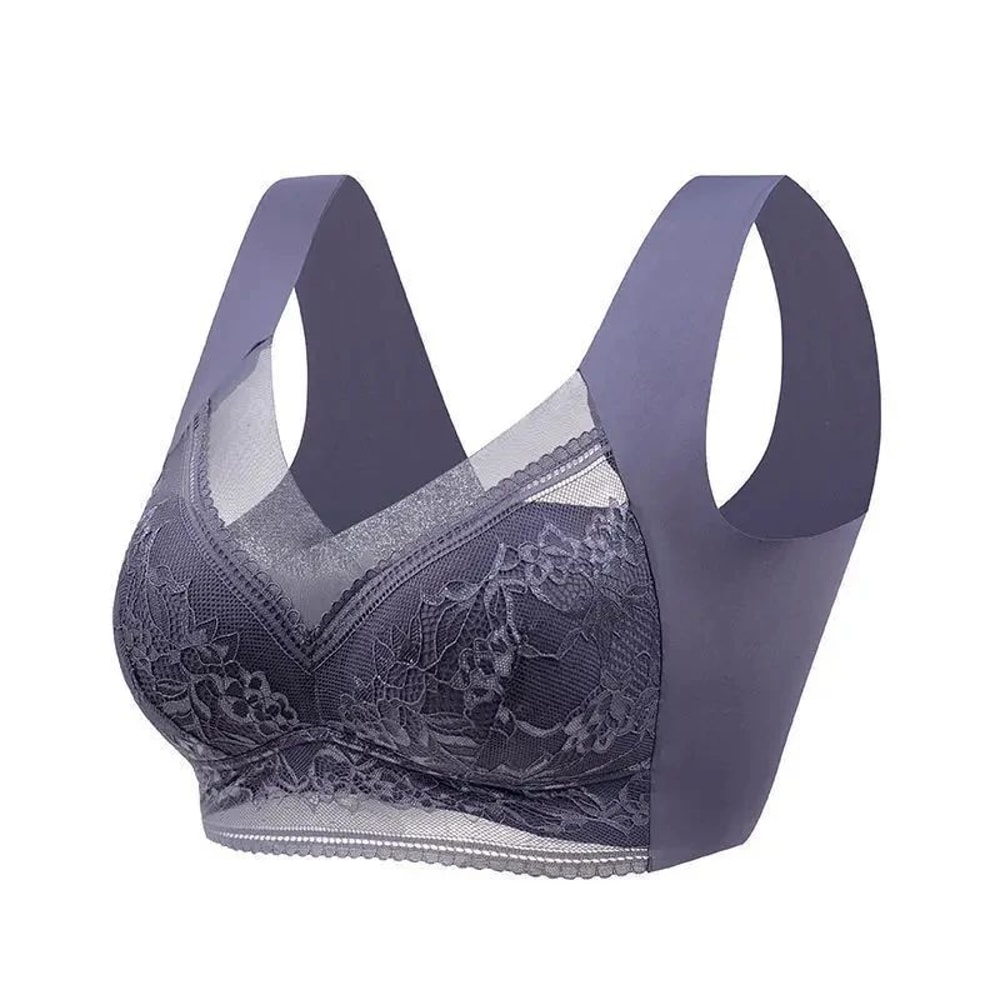 Womens Seamless Ice Silk Push Up Lace Wireless Bra 5
