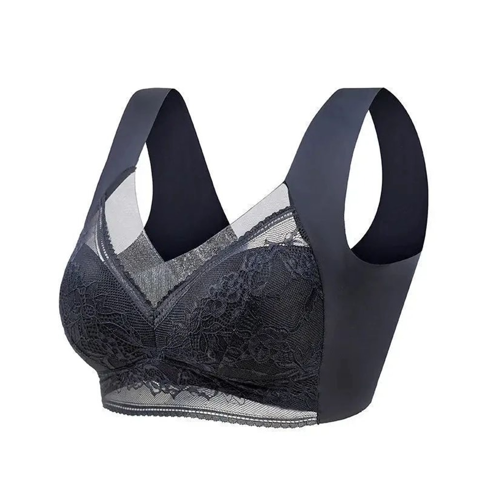 Womens Seamless Ice Silk Push Up Lace Wireless Bra 8