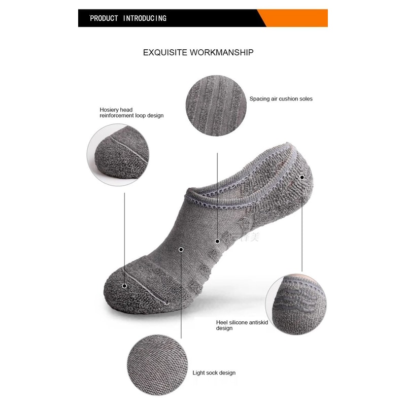 Mens Cotton Invisible Boat Socks With Anti Slip Heel 5 Pairs 7