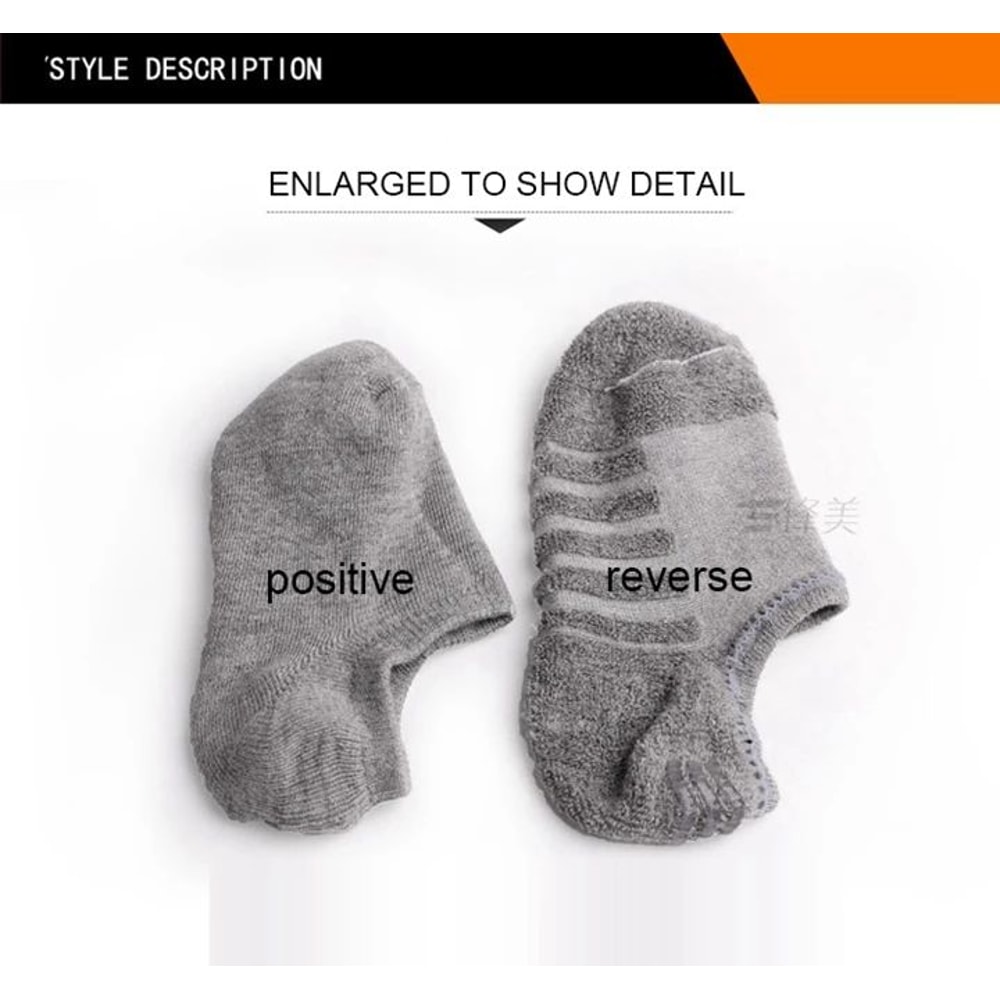 Mens Cotton Invisible Boat Socks With Anti Slip Heel 5 Pairs 9