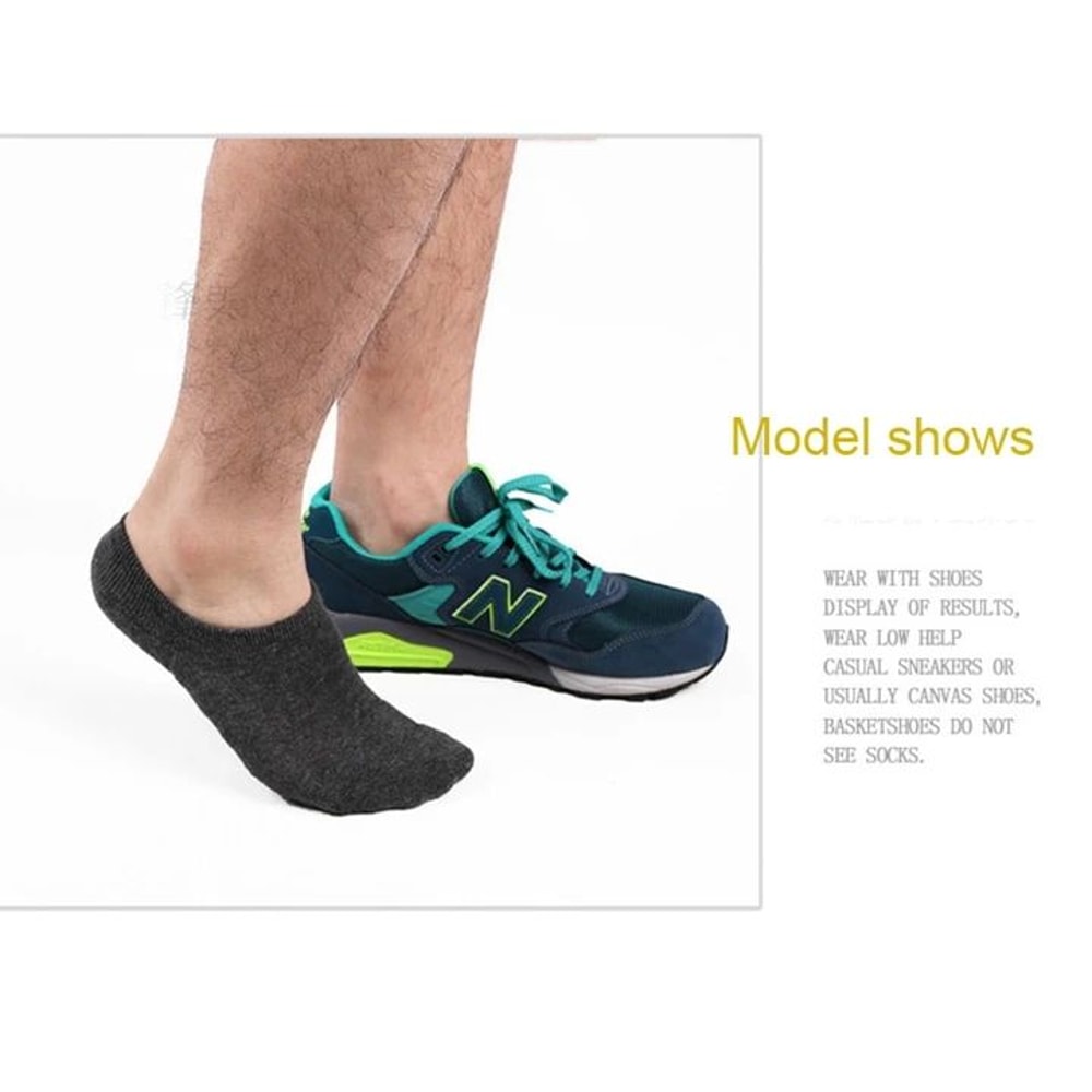Mens Cotton Invisible Boat Socks With Anti Slip Heel 5 Pairs 10