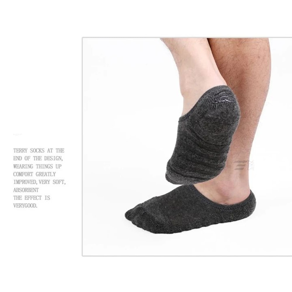 Mens Cotton Invisible Boat Socks With Anti Slip Heel 5 Pairs 11