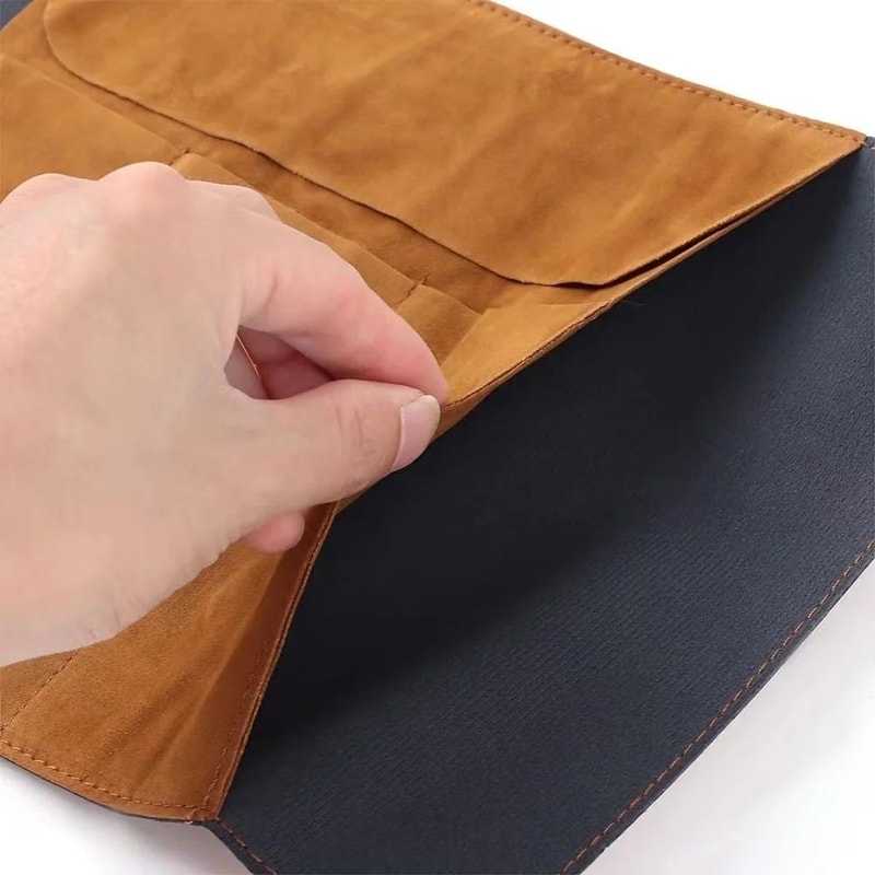 Retro Leather Roll Pencil Case Large Capacity Organizer 6