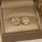 White Zircon Crystal Stud Earrings Gold Color Vintage Style 0