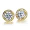 White Zircon Crystal Stud Earrings Gold Color Vintage Style 3