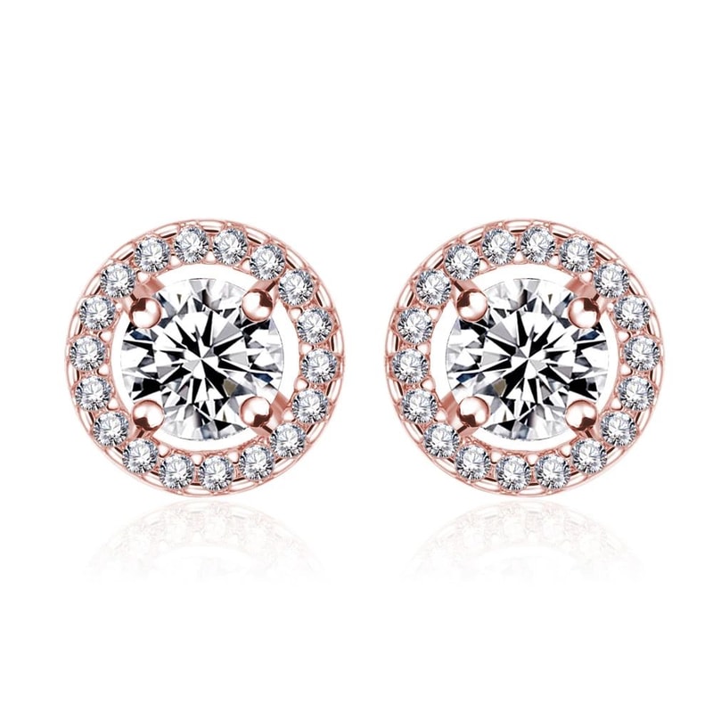 White Zircon Crystal Stud Earrings Gold Color Vintage Style 8