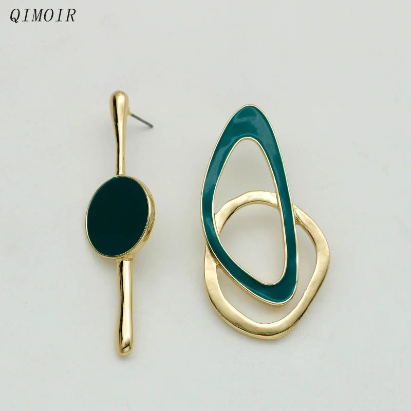 Asymmetric Enamel Metal Post Earrings Trendy Womens Jewelry 0