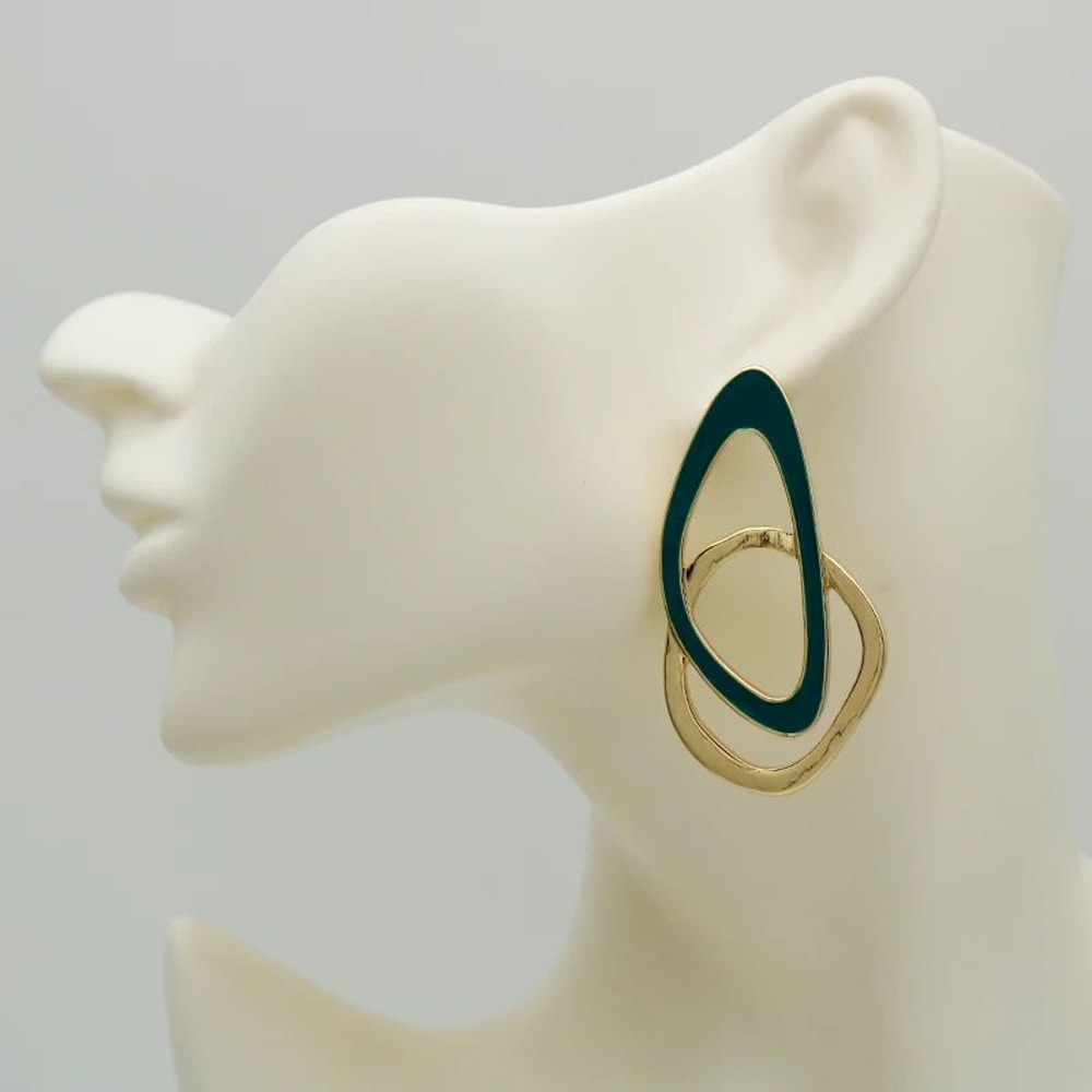 Asymmetric Enamel Metal Post Earrings Trendy Womens Jewelry 2
