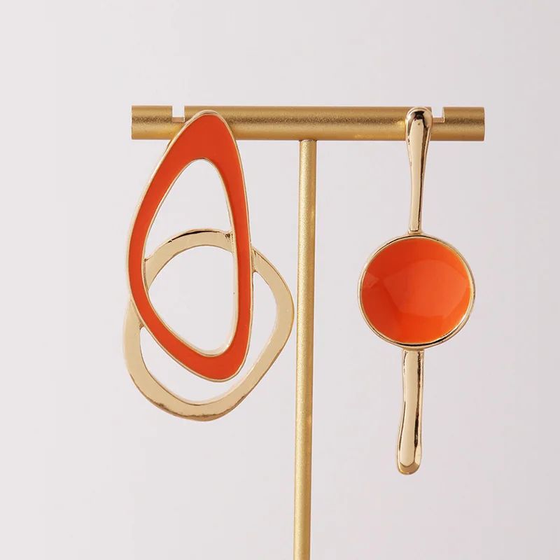 Asymmetric Enamel Metal Post Earrings Trendy Womens Jewelry 8