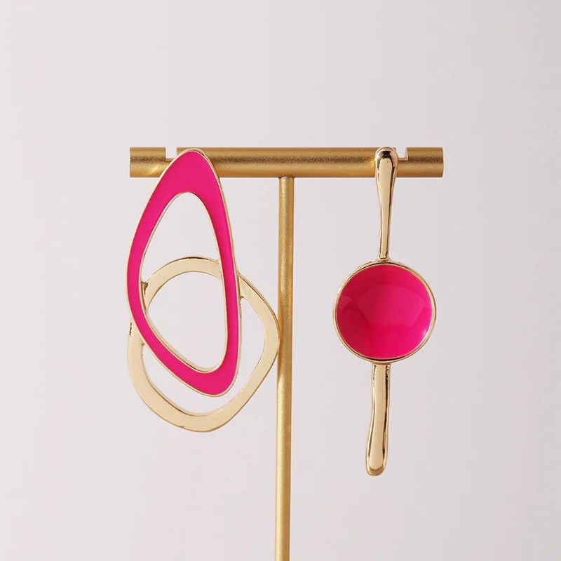 Asymmetric Enamel Metal Post Earrings Trendy Womens Jewelry 9