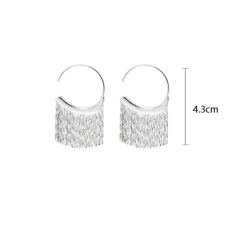 925 Silver Snake Chain Tassel Earrings Elegant Womens Jewelry 5