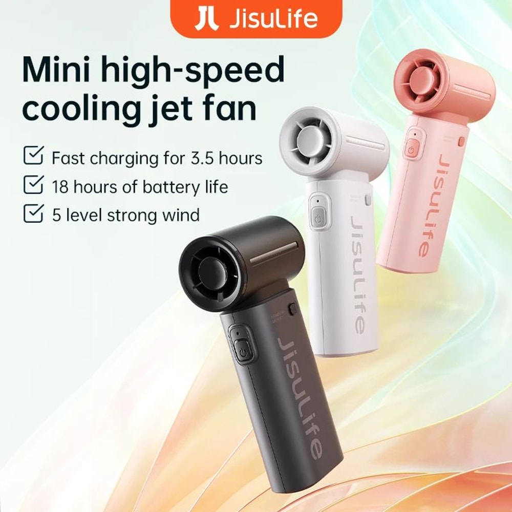 JISULIFE Turbo Handheld Fan 5000mAh USB Rechargeable 0