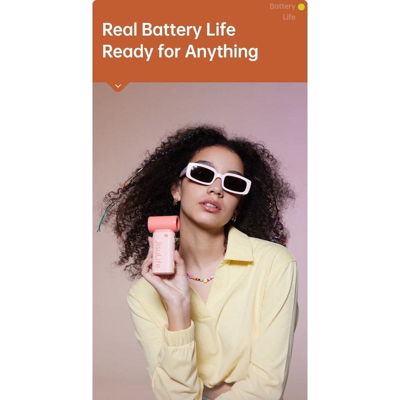 JISULIFE Turbo Handheld Fan 5000mAh USB Rechargeable 7