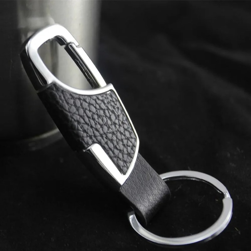 Leather Metal Keychain Stylish Car Key Ring 1