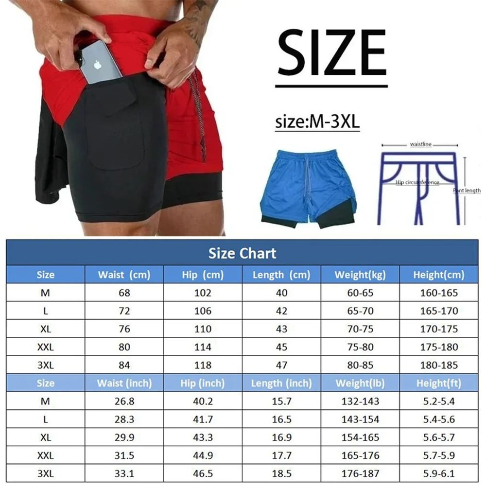 Mens 2 In 1 Quick Dry Running Sports Shorts 6