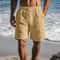 Mens Vintage Linen Drawstring Casual Summer Shorts 0