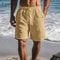 Mens Vintage Linen Drawstring Casual Summer Shorts 0