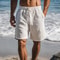 Mens Vintage Linen Drawstring Casual Summer Shorts 3