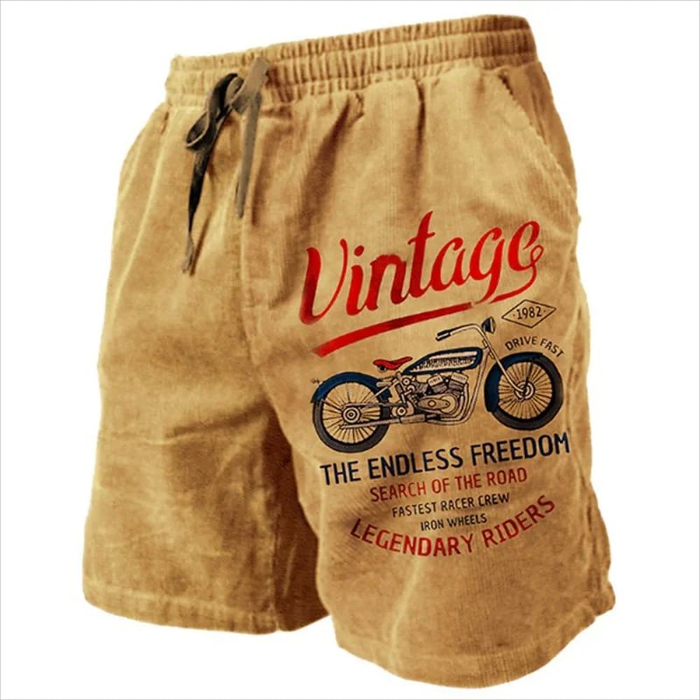 Mens Vintage Motorcycle Print Beach Swim Shorts 3