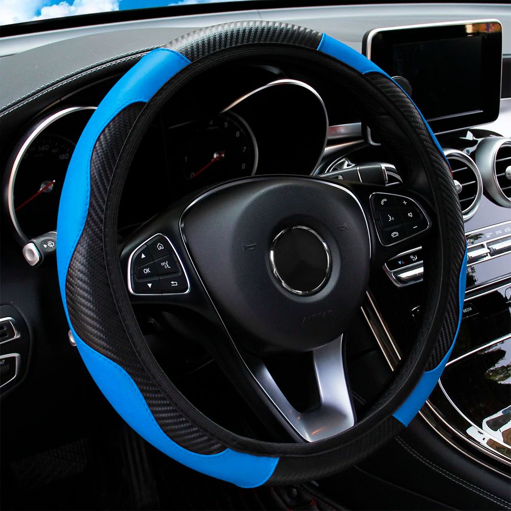 PU Carbon Fiber Leather Steering Wheel Cover 15