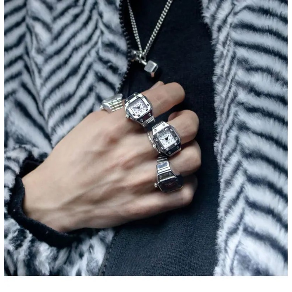 Vintage Punk Roman Numeral Finger Ring Watch 6