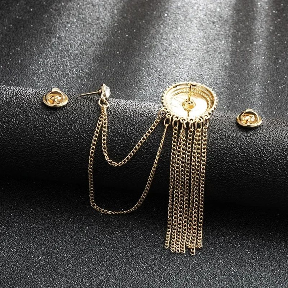 Luxury Rhinestone Tassel Brooch Pin For Men 1